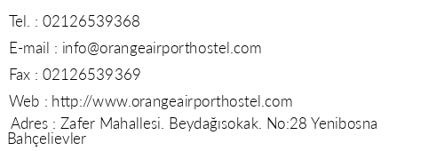 Orange Airport Hostel telefon numaralar, faks, e-mail, posta adresi ve iletiim bilgileri